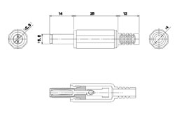 Штекер живлення 5.5/2.5мм L=14мм HM-070 пластик