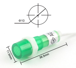 Signal indicator XDN1-C-LED L=150mm 220VAC Green