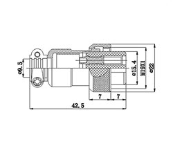 Connector GX20 flange 4, 4 pins, flange, blind plug.