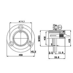 Роз'єм GX20 flange 2, 2 контакти, фланець, заглушка.