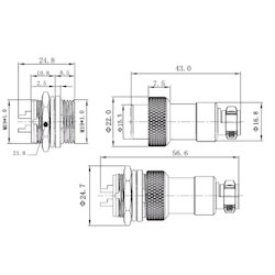 Connector GX20 7pin M with nut for housing