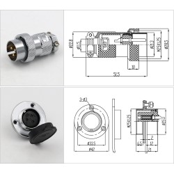 Connector DF25-2, 2 pins, flange, blind plug.