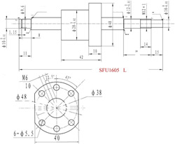 Ball screw 1000 mm+nut SFU1605