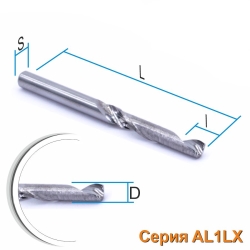 Фреза спиральная однозаходная DJTOL ACL1LX3.08 L=8мм/D=3.175/хвостовик 3.175мм