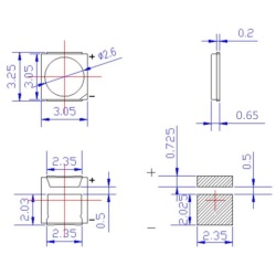 Светодиод SMD 3030 Белый холодный 1W 3V 120-130lm 6000-6500K