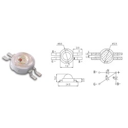 Светодиод Emitter 3W RGB 620/520/460nm 4pin