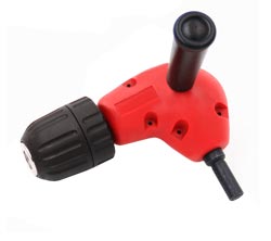 Drill attachment, keyless angle chuck, plastic housing