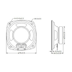 Loudspeaker 78mm, 4 ohm, 15W